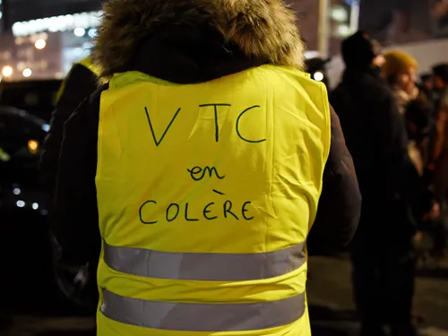 Manifestation des chauffeurs de VTC contre la mairie de Paris